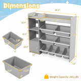 4-Tier Kids Bookshelf and Toy Storage Rack with 8 Toy Organizer Bins