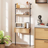 4-Tier Ladder Bookshelf with Drawer and Metal Frame for Living Room