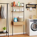 4-Tier Ladder Bookshelf with Drawer and Metal Frame for Living Room