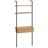 4-Tier Ladder Bookshelf with Drawer and Metal Frame for Living Room