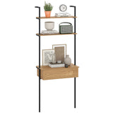 4-Tier Ladder Bookshelf with Drawer and Metal Frame for Living Room