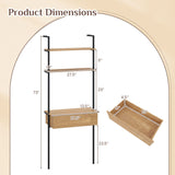 4-Tier Ladder Bookshelf with Drawer and Metal Frame for Living Room