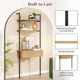 4-Tier Ladder Bookshelf with Drawer and Metal Frame for Living Room