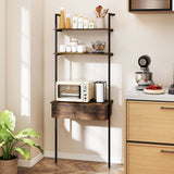 4-Tier Ladder Bookshelf with Drawer and Metal Frame for Living Room