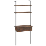4-Tier Ladder Bookshelf with Drawer and Metal Frame for Living Room