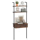 4-Tier Ladder Bookshelf with Drawer and Metal Frame for Living Room