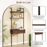 4-Tier Ladder Bookshelf with Drawer and Metal Frame for Living Room