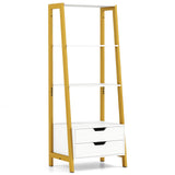 4-Tier Ladder Shelf with 2 Drawers 52.5 Inch Tall Freestanding Bookcase