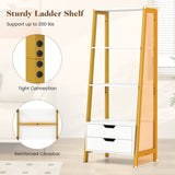 4-Tier Ladder Shelf with 2 Drawers 52.5 Inch Tall Freestanding Bookcase