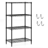4-Tier Metal Storage Shelving Unit with V-Shaped Wire Rack and 600 LBS Capacity-Black
