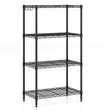 4-Tier Metal Storage Shelving Unit with V-Shaped Wire Rack and 600 LBS Capacity-Black