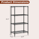4-Tier Metal Storage Shelving Unit with V-Shaped Wire Rack and 600 LBS Capacity-Black
