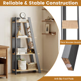 4-Tier Modern Bookshelf Wooden Vertical Display Book Shelf for Small Space