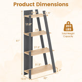 4-Tier Modern Bookshelf Wooden Vertical Display Book Shelf for Small Space