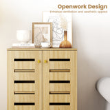 4-Tier Modern Freestanding  Wooden Shoe Cabinet with Doors and Removable Shelves-Oak