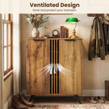4-Tier Modern Freestanding Hidden Shoe Cabinet with 2 Doors-Natural