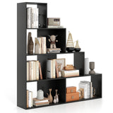 4-Tier Bookshelf Stair Bookcase with 6 Cubes Display Rack