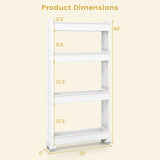 4-Tier Multifunctional Slim Storage Trolley with Detachable Trays-White