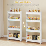 4-Tier Multifunctional Slim Storage Trolley with Detachable Trays-White