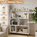 4-Tier Open Modern Bookcase with 2 Anti-Tipping Kits-White