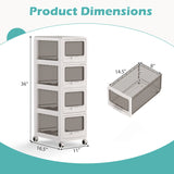 4-Tier/5-Tier/3-Tier Plastic Drawer Storage Organizer Rolling Cart with 3/4/5 Drawers and Lockable Wheels