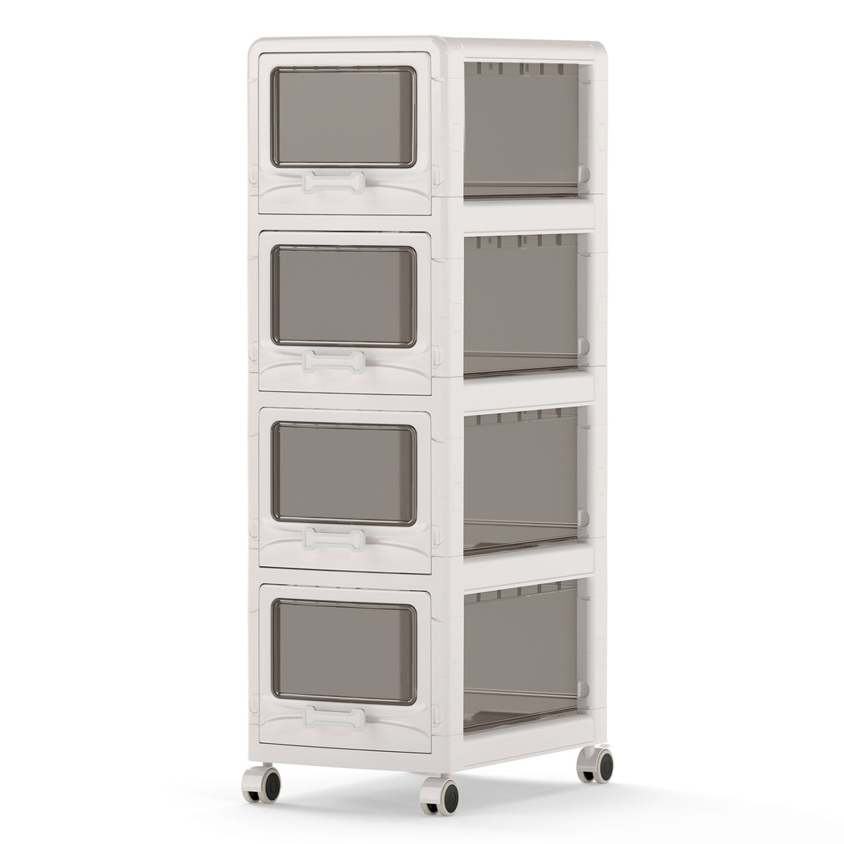 4-Tier/5-Tier/3-Tier Plastic Drawer Storage Organizer Rolling Cart with 3/4/5 Drawers and Lockable Wheels