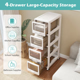 4-Tier/5-Tier/3-Tier Plastic Drawer Storage Organizer Rolling Cart with 3/4/5 Drawers and Lockable Wheels