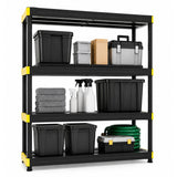 4-Tier Plastic Storage Shelf Heavy-Duty Utility Rack Freestanding Storage Rack-Black