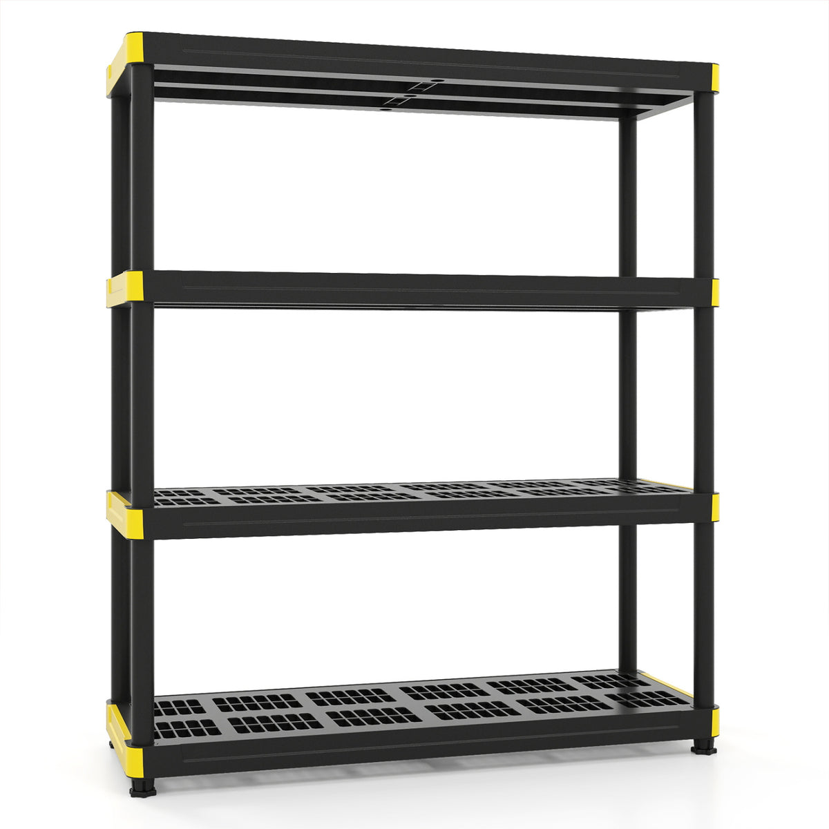4-Tier Plastic Storage Shelf Heavy-Duty Utility Rack Freestanding Storage Rack-Black