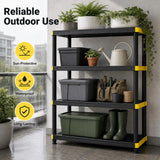 4-Tier Plastic Storage Shelf Heavy-Duty Utility Rack Freestanding Storage Rack-Black