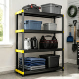 4-Tier Plastic Storage Shelf Heavy-Duty Utility Rack Freestanding Storage Rack-Black
