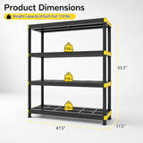 4-Tier Plastic Storage Shelf Heavy-Duty Utility Rack Freestanding Storage Rack-Black