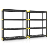 4-Tier Plastic Storage Shelf Heavy-Duty Utility Rack Freestanding Set of 2-Black