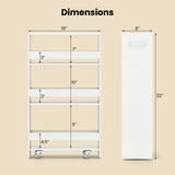 4-Tier Rolling Storage Cart Slim Kitchen Cart on Wheels with Open Shelves and Handle