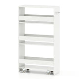 4-Tier Rolling Storage Cart Slim Kitchen Cart on Wheels with Open Shelves and Handle