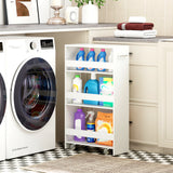 4-Tier Rolling Storage Cart Slim Kitchen Cart on Wheels with Open Shelves and Handle
