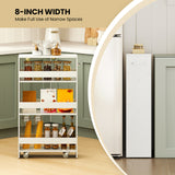 4-Tier Rolling Storage Cart Slim Kitchen Cart on Wheels with Open Shelves and Handle