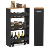 4-Tier Rolling Storage Cart Slim Kitchen Cart on Wheels with Open Shelves and Handle