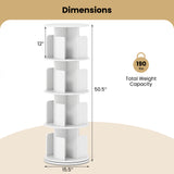 4-Tier Rotating Bookshelf 360Â° Display Rack with Dividers and Anti-falling Baffles