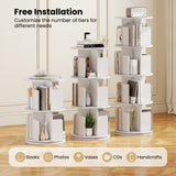 4-Tier Rotating Bookshelf 360Â° Display Rack with Dividers and Anti-falling Baffles