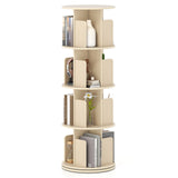 4-Tier Rotating Bookshelf 360Â° Display Rack with Dividers and Anti-falling Baffles
