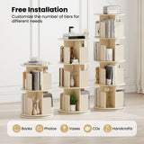 4-Tier Rotating Bookshelf 360Â° Display Rack with Dividers and Anti-falling Baffles
