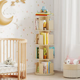 4-Tier Rotating Bookshelf 360Â° Display Rack with Dividers and Anti-falling Baffles