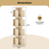 4-Tier Rotating Bookshelf 360Â° Display Rack with Dividers and Anti-falling Baffles
