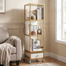 4-Tier Rotating Bookshelf on Wheels with Removable Drawer
