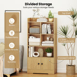4 Tiers Bookshelf with 4 Cubes Display Shelf and 2 Doors