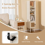 4 Tiers Rattan Storage Cabinet with Slim Design