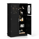 4 Doors Freeestanding Bathroom Floor Cabinet with Adjustable Shelves