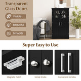 4 Doors Freeestanding Bathroom Floor Cabinet with Adjustable Shelves