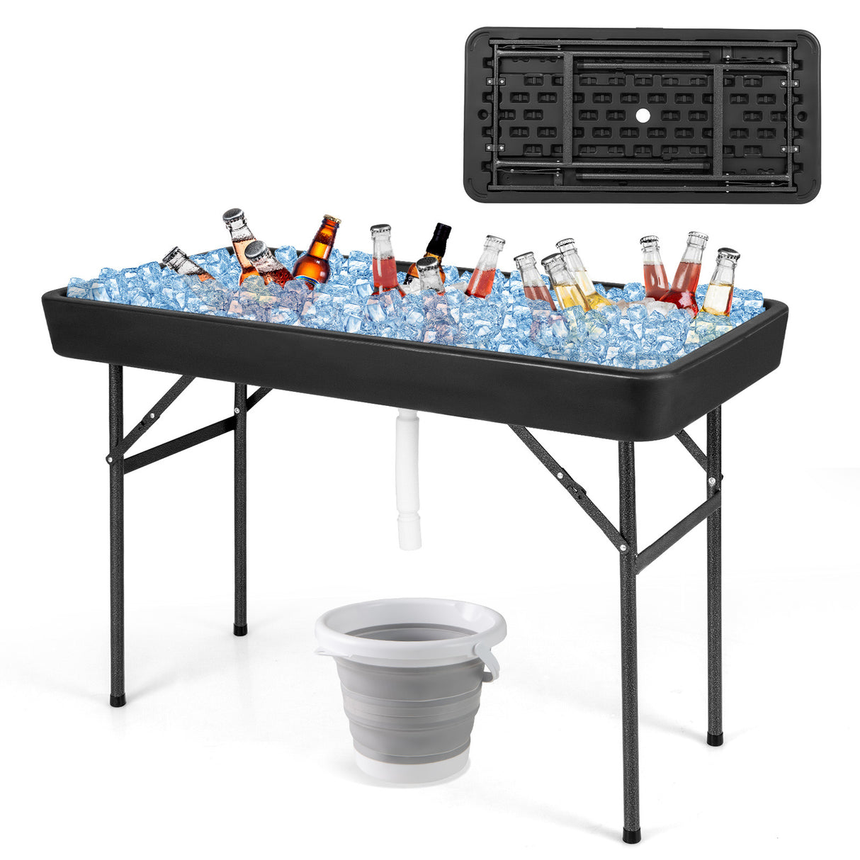 4 Feet Plastic Party Ice Folding Table with Matching Skirt
